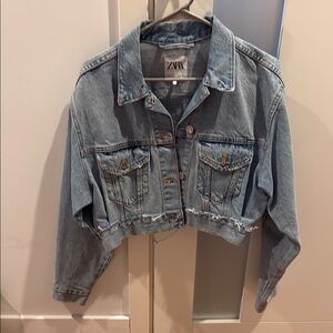Zara Blue Jean Jacket Cropped Vintage Style